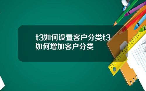 t3如何设置客户分类t3如何增加客户分类