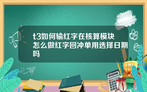 t3如何输红字在核算模块怎么做红字回冲单用选择日期吗