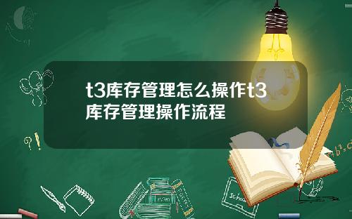 t3库存管理怎么操作t3库存管理操作流程