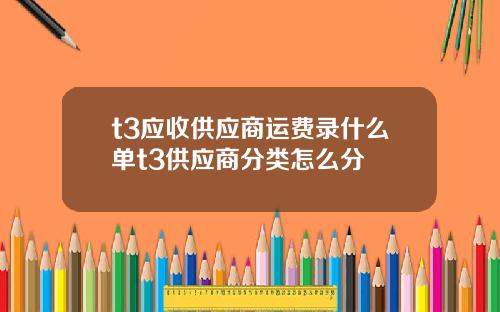 t3应收供应商运费录什么单t3供应商分类怎么分