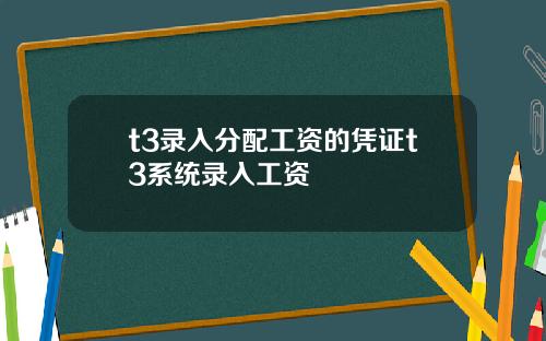 t3录入分配工资的凭证t3系统录入工资