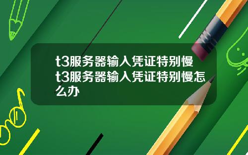 t3服务器输入凭证特别慢t3服务器输入凭证特别慢怎么办