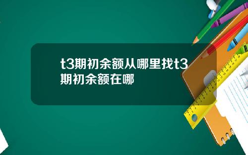 t3期初余额从哪里找t3期初余额在哪