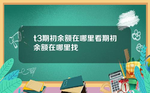 t3期初余额在哪里看期初余额在哪里找