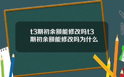 t3期初余额能修改吗t3期初余额能修改吗为什么