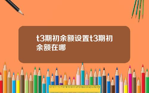 t3期初余额设置t3期初余额在哪