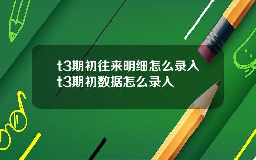 t3期初往来明细怎么录入t3期初数据怎么录入