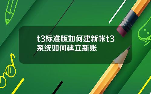 t3标准版如何建新帐t3系统如何建立新账