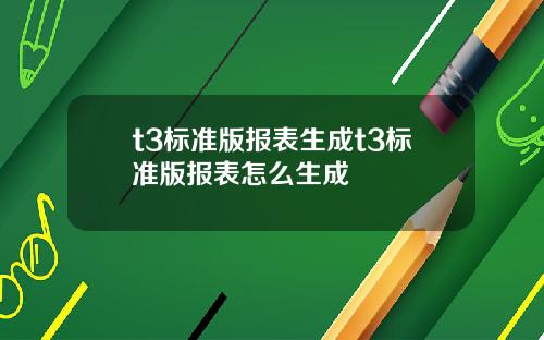 t3标准版报表生成t3标准版报表怎么生成