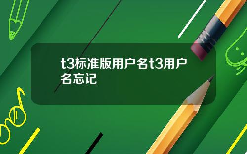 t3标准版用户名t3用户名忘记