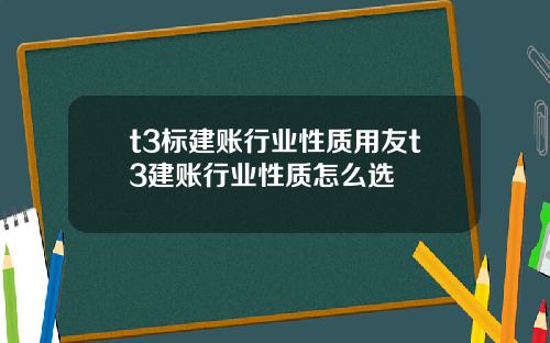 t3标建账行业性质用友t3建账行业性质怎么选