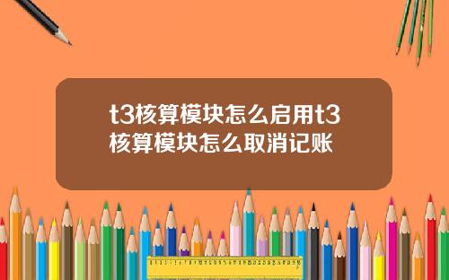 t3核算模块怎么启用t3核算模块怎么取消记账
