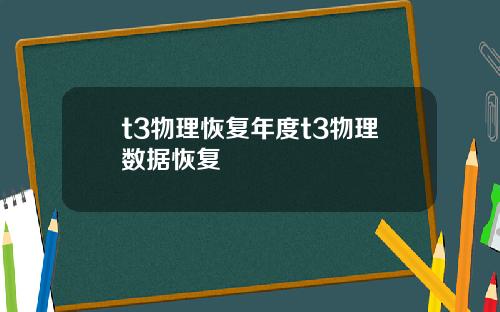 t3物理恢复年度t3物理数据恢复