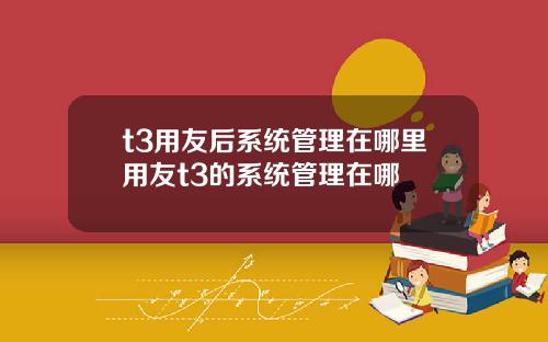 t3用友后系统管理在哪里用友t3的系统管理在哪