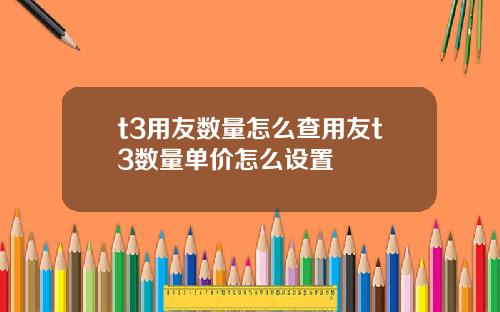 t3用友数量怎么查用友t3数量单价怎么设置