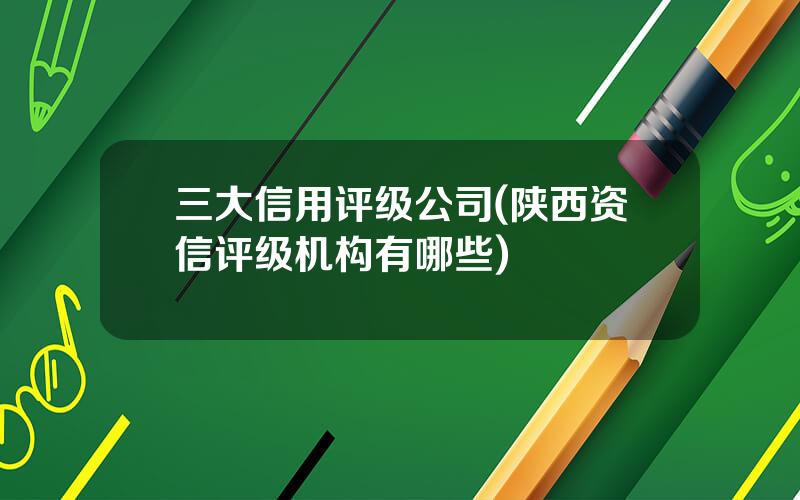 三大信用评级公司(陕西资信评级机构有哪些)