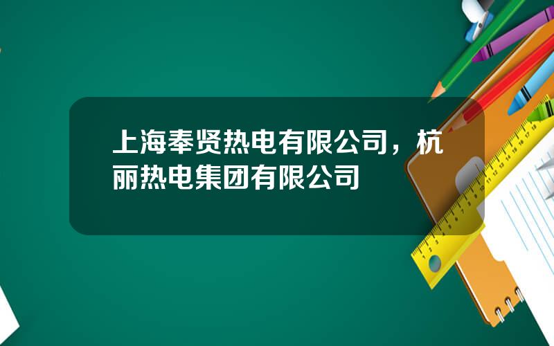上海奉贤热电有限公司，杭丽热电集团有限公司