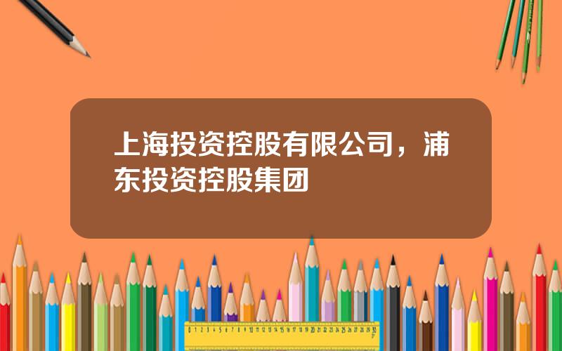 上海投资控股有限公司，浦东投资控股集团