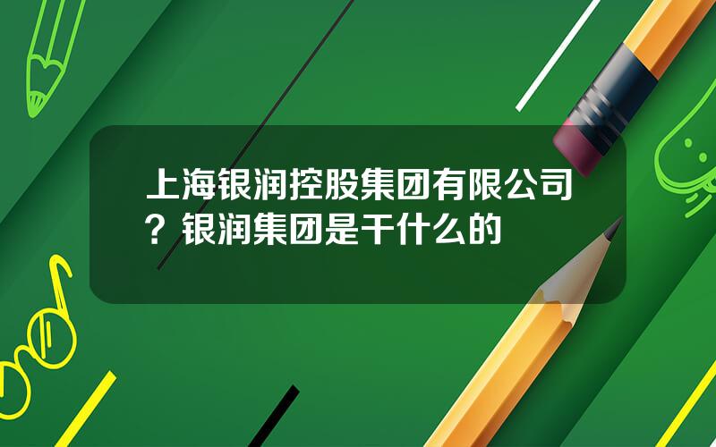 上海银润控股集团有限公司？银润集团是干什么的