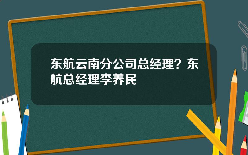 东航云南分公司总经理？东航总经理李养民