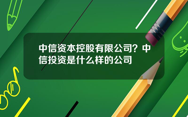 中信资本控股有限公司？中信投资是什么样的公司