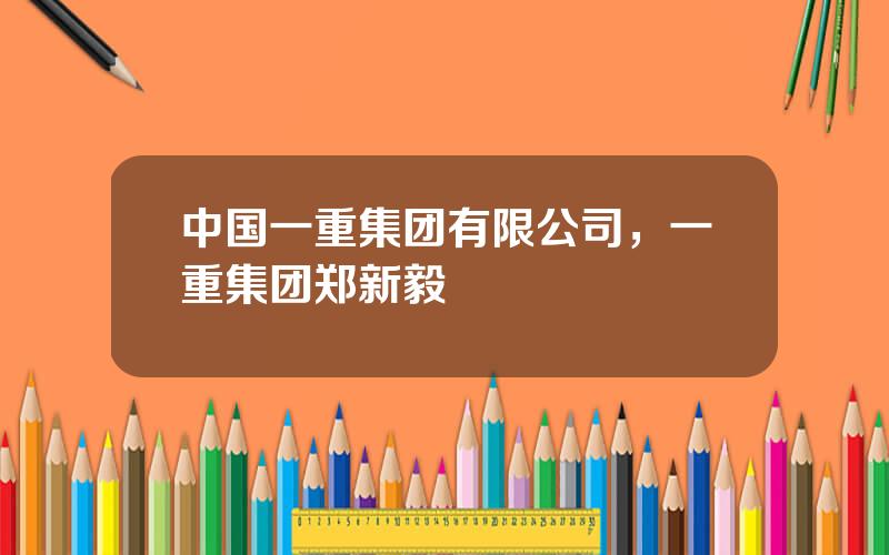 中国一重集团有限公司，一重集团郑新毅