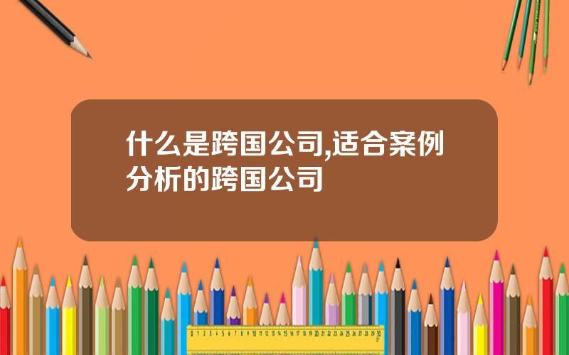 什么是跨国公司,适合案例分析的跨国公司