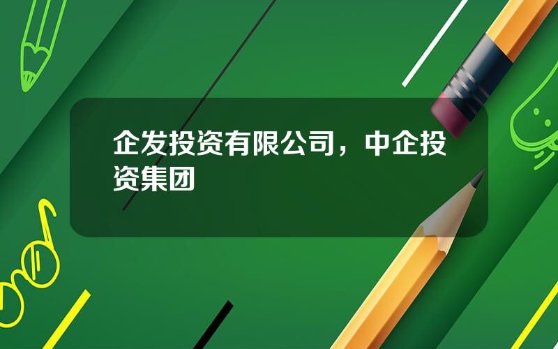 企发投资有限公司，中企投资集团