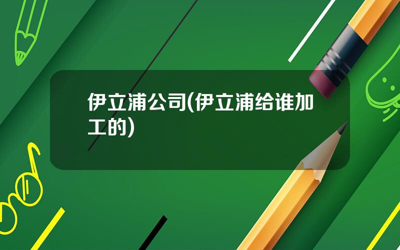 伊立浦公司(伊立浦给谁加工的)