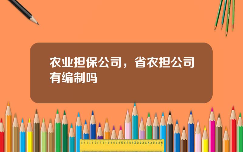 农业担保公司，省农担公司有编制吗