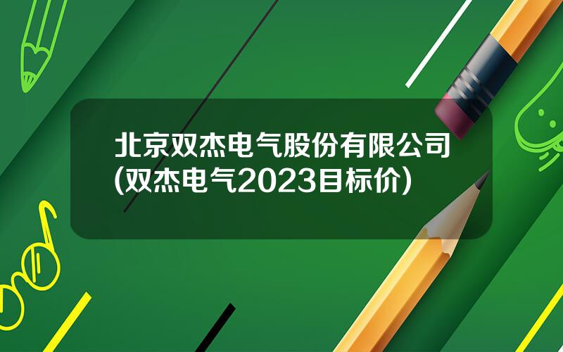 北京双杰电气股份有限公司(双杰电气2023目标价)
