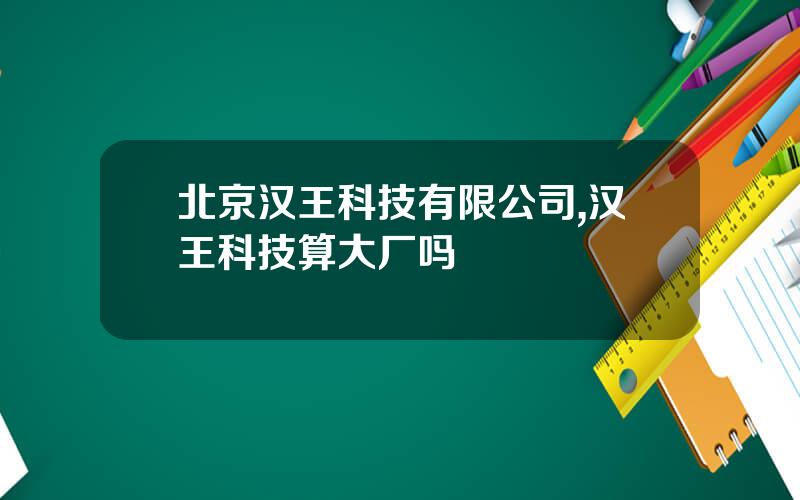 北京汉王科技有限公司,汉王科技算大厂吗
