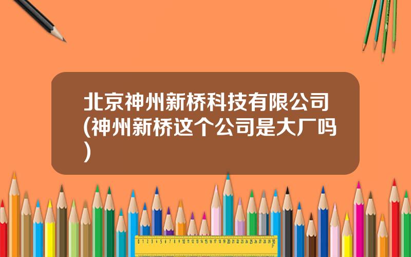 北京神州新桥科技有限公司(神州新桥这个公司是大厂吗)