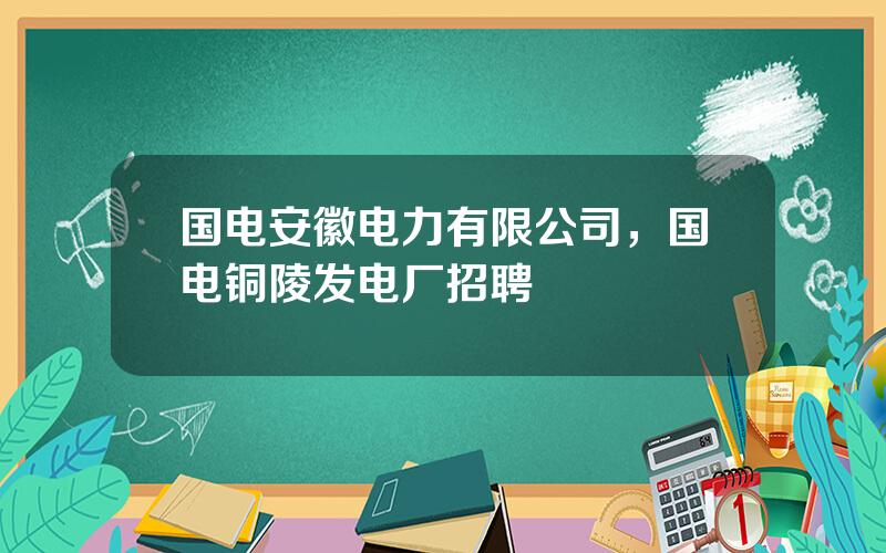 国电安徽电力有限公司，国电铜陵发电厂招聘
