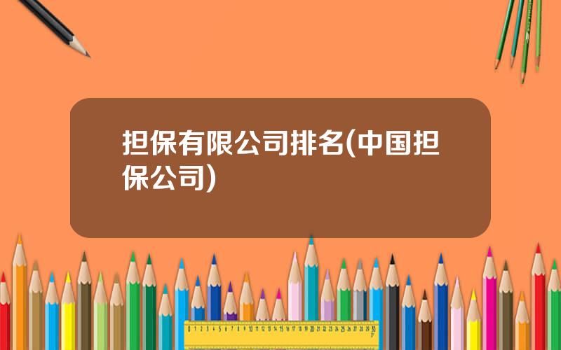 担保有限公司排名(中国担保公司)