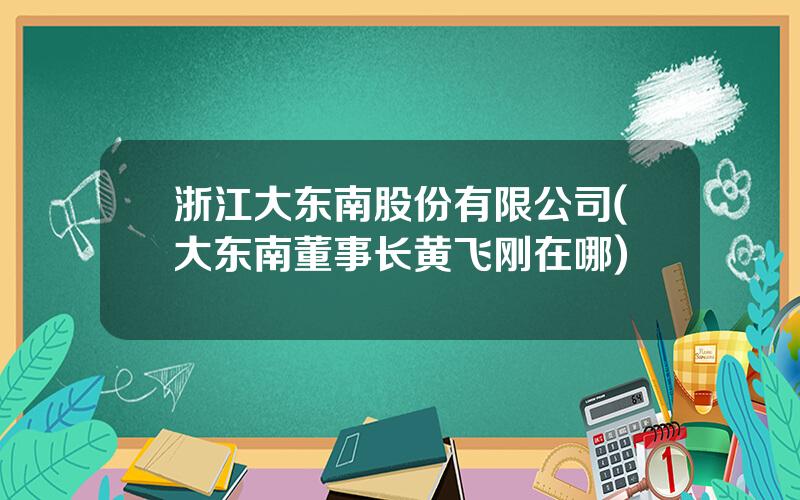 浙江大东南股份有限公司(大东南董事长黄飞刚在哪)