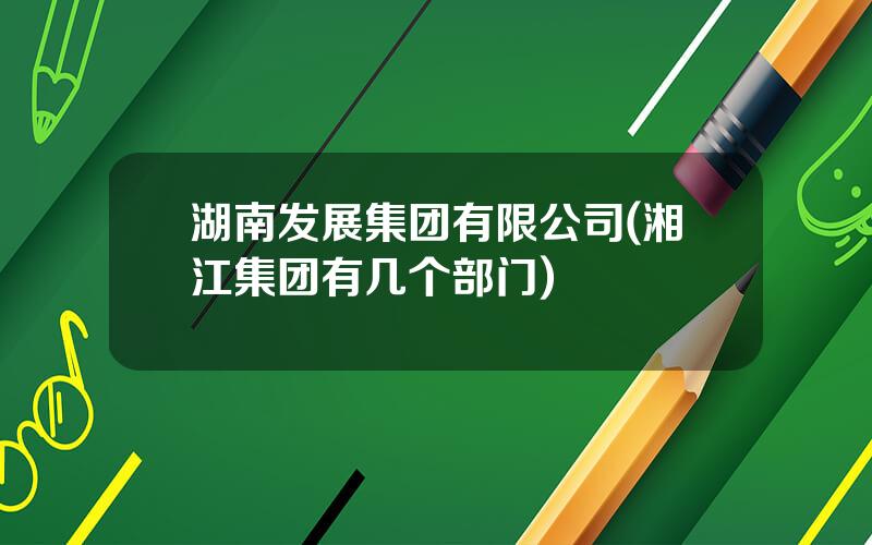 湖南发展集团有限公司(湘江集团有几个部门)